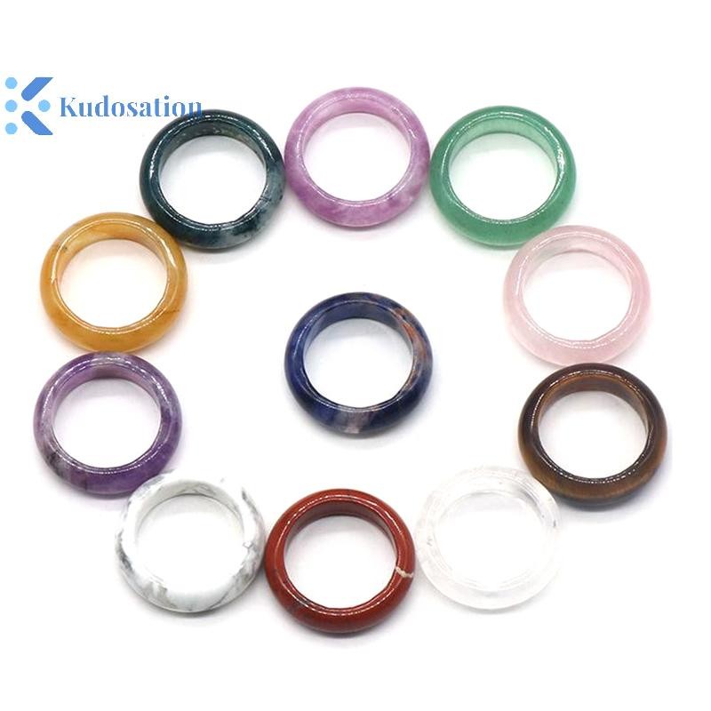Kudosation 1 Chiếc Nhẫn Đá Tự Nhiên Mã Não Tinh Tế Nhẫn Pha Lê Cho Nữ Cô Gái Nhẫn Thời Trang Tiệc Cưới Trang Sức Phụ Kiện Quà Tặng
