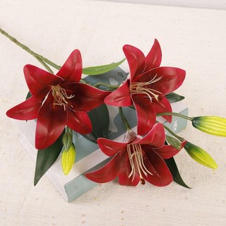 FASHIONEXPRESS Nhánh Hoa Nhân Tạo Lụa Lilium Browniii 80cm, Nhựa Thanh Lịch, Cảm Ứng Thật, Handmade, Trang Trí Văn Phòng/Nhà