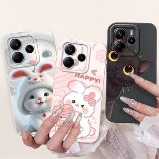 Vỏ bảo vệ ống kính cho Redmi Note 14 4G Vỏ silicon mềm hoạt hình thỏ gấu trúc dễ thương