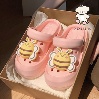 Xixitiao Sandal Nữ Nam Lỗ Giày Dép Thời Trang Ba Chiều Dễ Thương Hoạt Hình Ong Thoải Mái Mặc Ngoài Thường Ngày