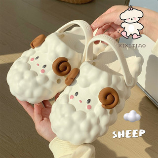 Xixitiao Dép Xăng Đan Nữ Kiểu Dáng Mẹ Và Con Thoải Mái Đế Mềm Họa Tiết Hình Chú Cừu Hoạt Hình Dễ Thương