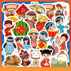 Hộp 50 Sticker HÌNH TẾT Trang Trí Xe - Điện Thoại - Laptop - Nón Bảo Hiểm Gì Cũng In | MS: 000484