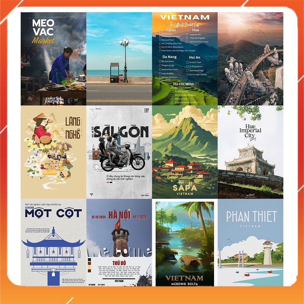 [DECAL] A4 In Màu - Set 50 Tờ Poster Giấy Dán Tường - HÌNH POSTER DU LỊCH VIỆT NAM - Decor Trang Trí Nhà | MS: 111577