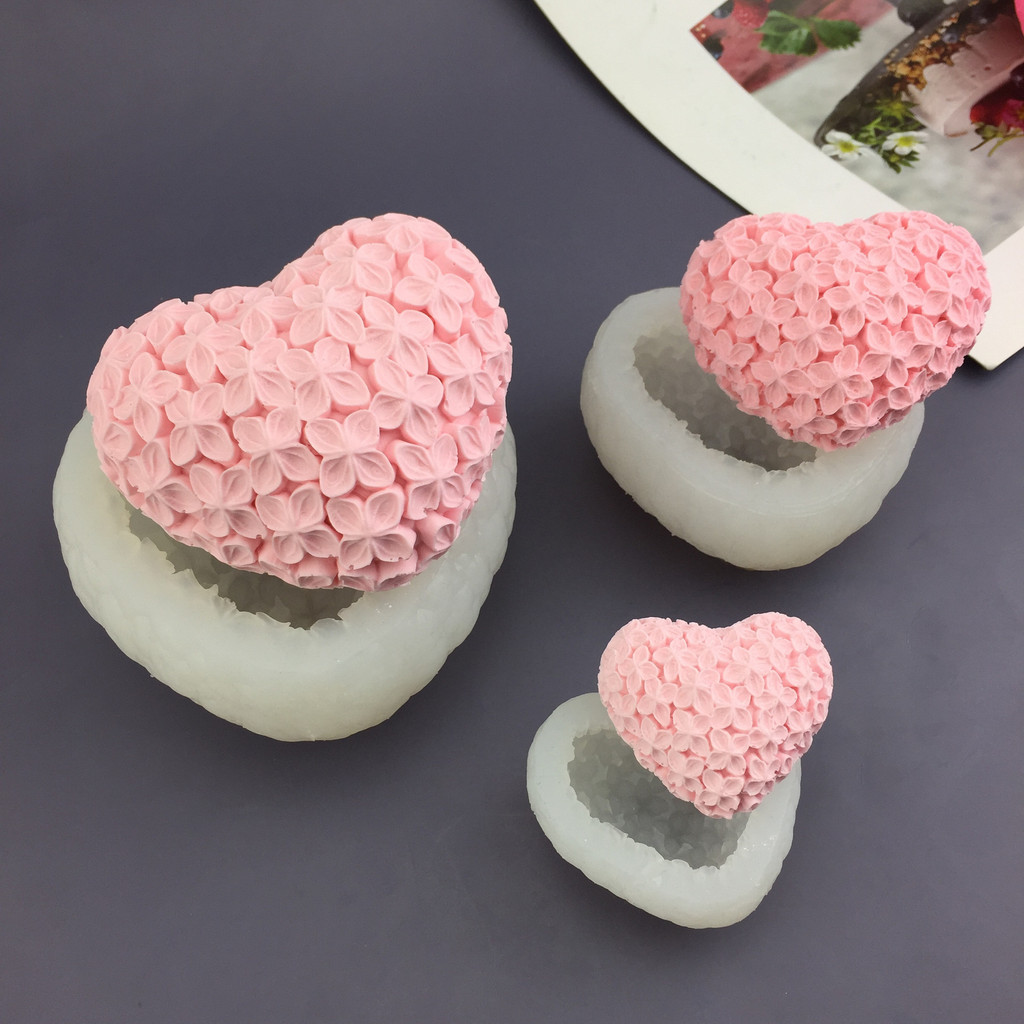 3d Hình Trái Tim Hoa Khuôn Silicon Mousse Bánh Trang Trí Khuôn Thơm Thạch Cao Khuôn Nến DIY Dụng Cụ Nướng Bánh