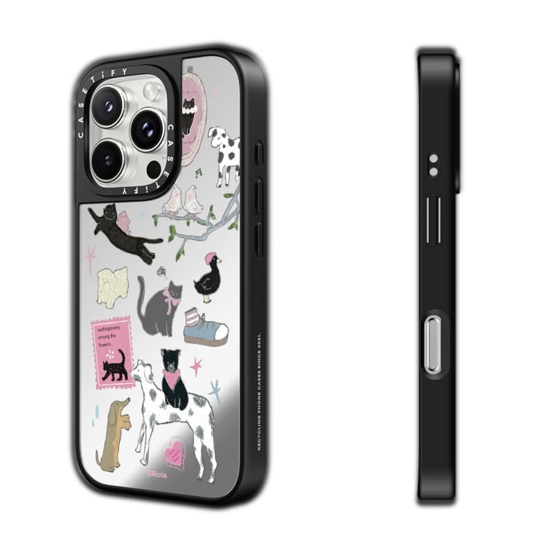 CASETiFY X Black Cat 's Room Case hút từ tính Vỏ iPhone Gương đen & bạc IPhone 16 15 14 13 12 Pro Max Plus Ốp lưng cứng có hộp khắc logo