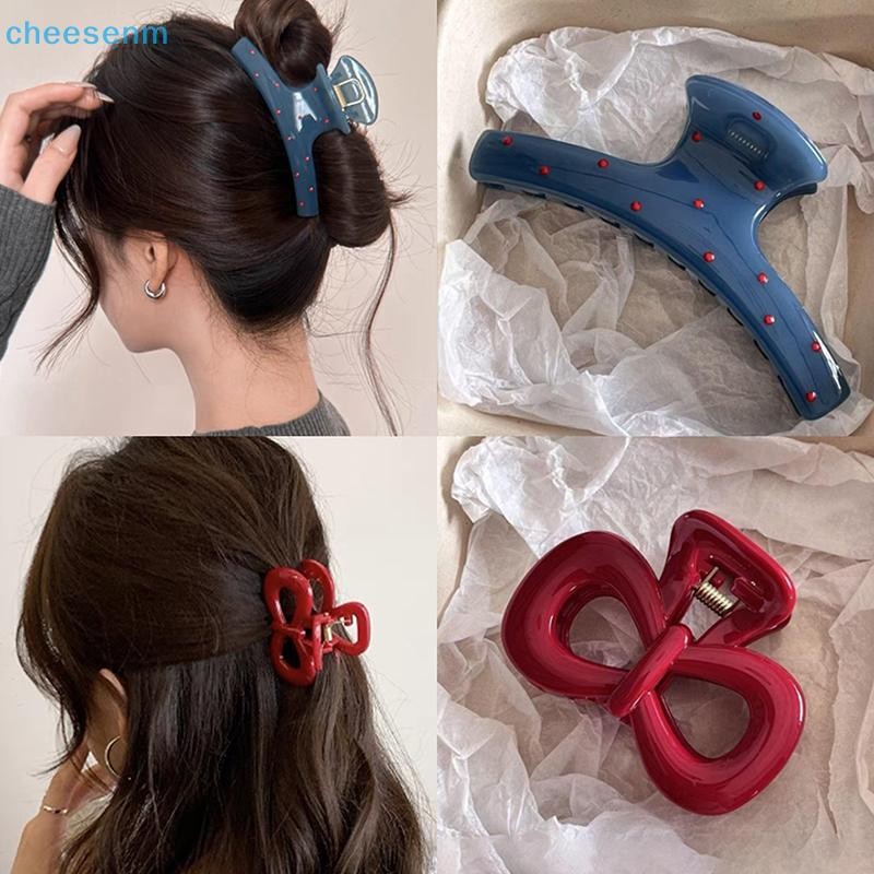 Cheenm 2 Cái / bộ Vintage Xanh Chấm Bi Đỏ Nơ Vuốt Kẹp Kẹp Tóc Barrette Hàn Quốc Mũ Phụ Kiện Dành Cho Nữ VN
