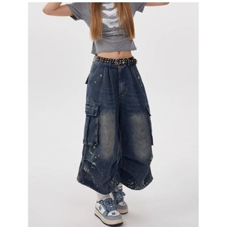 Gksss Quần jean nam tay ngắn phong cách hip-hop đường phố cao cấp Mỹ thiết kế eo cao phong cách trung tính quần short denim nhiều túi