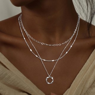 Vòng cổ nữ chuỗi không đều nhiều lớp xếp chồng mạ trang sức 14k