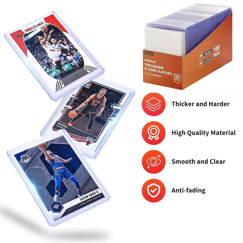 5 / 10 / 20 Chiếc Máy Xúc Bảo Vệ Trong Suốt Thẻ Giao Dịch Topload Giá Đỡ Thẻ Nhựa Cứng Tay Cầm Cho Thẻ Bóng Chày