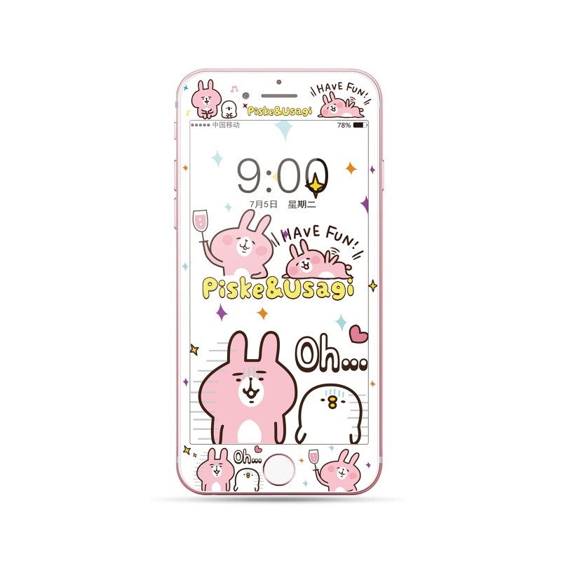Kính cường lực 3D Phim hoạt hình Kính cường lực bảo vệ toàn diện 4,7 5,5 inch cho iphone 4 4s 5 5s se 6 6s 7 8 plus se2 se3