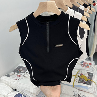 Phong cách croptop cô gái  phong cách polo cổ áo tăng cổ áo nữ mùa hè ngắn tương phản đầu xương cá