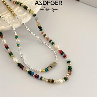 Dây chuyền xương đòn ASDFGER, Vòng cổ đầy màu sắc bằng đá đơn giản, Vòng cổ hạt Bohemian cầu vồng cổ điển dành cho nữ