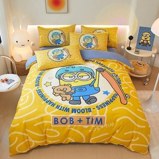 ST2 Minions Phù Hợp Với Bộ Chăn Ga Gối Chăn Gối Nhà Phòng Ngủ Có Thể Giặt Ký Túc Xá 3IN1 TS2