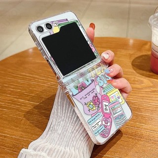 Vỏ Họa Tiết Nhãn Retro Cho Samsung Galaxy Z Flip 5 Flip 4 Flip 3 Full Bản Lề Chống Sốc Trong Suốt PC Cứng Gấp Dành Cho Samsung Z Flip5 Flip4 Flip3 Cover