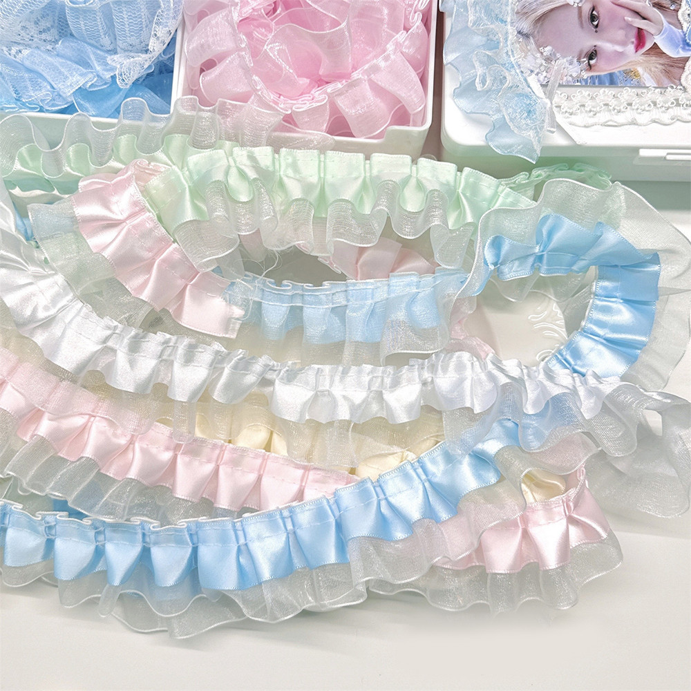 Diy Bìa Thẻ Trang Trí Vật Liệu Đóng Gói Gói Ruy Băng Ren Satin 1M Trang Trí Chất Liệu Thủ Công