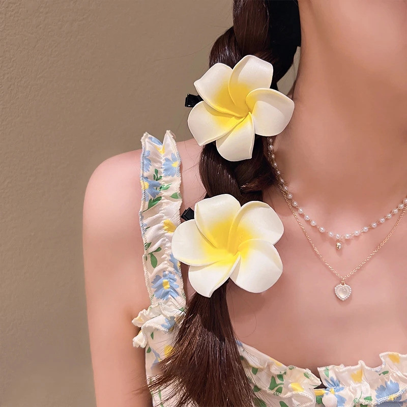 Kẹp Tóc Frangipani - Mini, Thời Trang, Ngọt Ngào, Dễ Thương - Kẹp Lấy Hoa Cho Bé Gái - Móng Vuốt Tóc Nữ - Seaside Holiday Bangs Barrettes - Phụ Kiện Tóc Phổ Biến