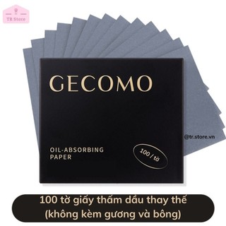 Giấy Thấm Dầu Gecomo 100 Tờ Than Tre Hoạt Tính - Kèm Hộp Gương & Bông Mút Tiện Lợi