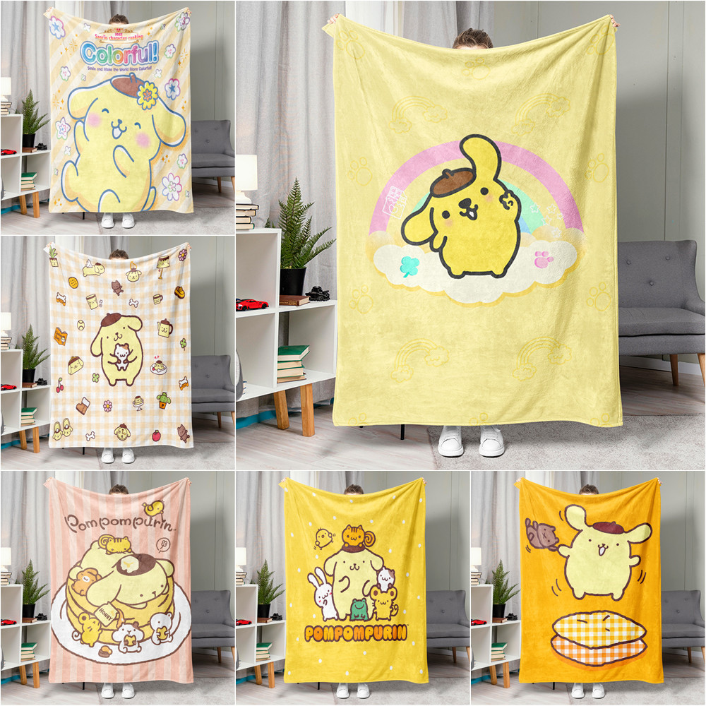 Sanrio Pompompurin Flannel Chăn Một Mặt In Flannel Chăn Điều Hòa Không Khí Chăn Món Quà Tốt Nhất Cho Người