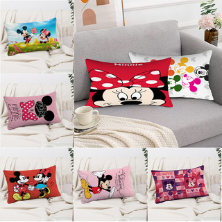 Vỏ gối in hình Mickey & Minnie một mặt, chất liệu polyester, hình chữ nhật, vỏ gối hoạt hình Disney, trang trí phòng ngủ/sofa (không lõi gối)