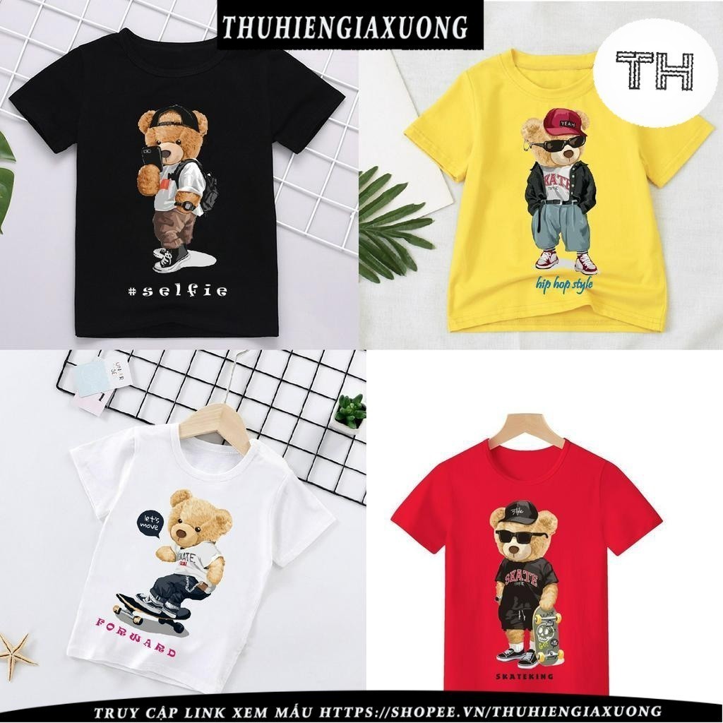 NEW sét 3 Aó thun gấu hot trend siêu ngầu cho bé từ 7kg đến 25kg ...
