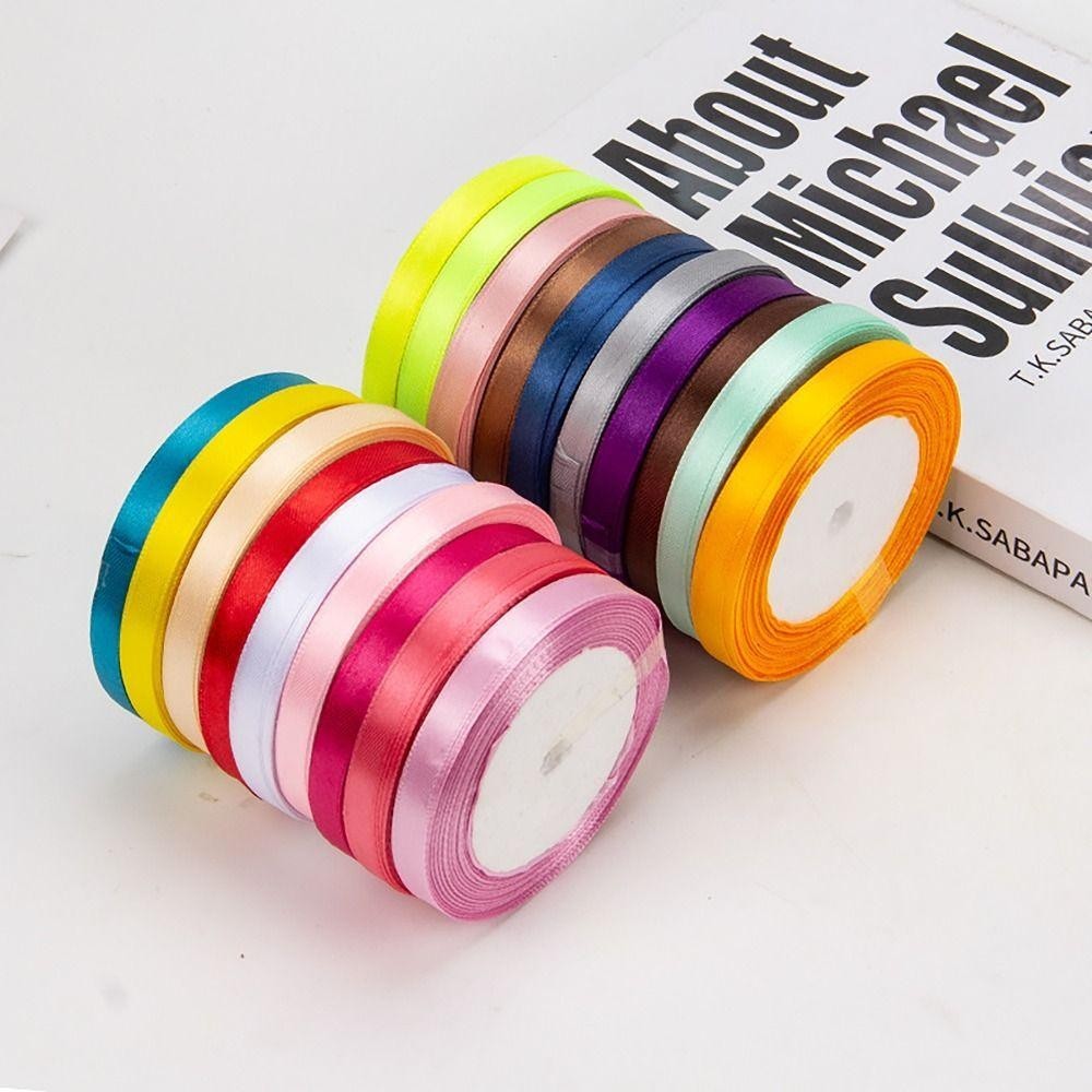 ODAKA Đóng Gói Ruy Băng, 25 yards / cuộn Ruy Băng Satin Chiều Rộng 1cm, Bền DIY Dụng Cụ 10 Màu Nơ Ruy Băng Hộp Bánh Trang Trí