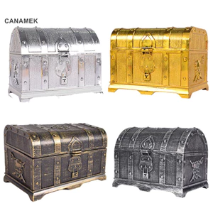 Canamek 1 Hộp Kho Báu Retro Có Khóa Đồ Chơi Cho Đảng Ủng Hộ Đạo Cụ Trang Trí Cướp Biển CSF