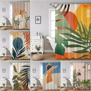 Giữa Thế Kỷ Morandi Màn Tắm Phòng Tắm Trang Trí Polyester Chống Thấm Nước Màn Tắm Vải Trang Trí Phòng Tắm Bộ Có Móc