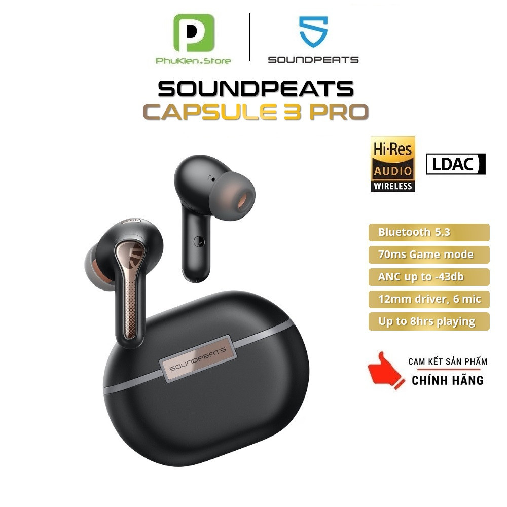 Tai Nghe Bluetooth 6.0  Soundpeats C30 - Hi Res Audio LDAC | ANC | Hỗ trợ app | Capsule 3 Pro / C30