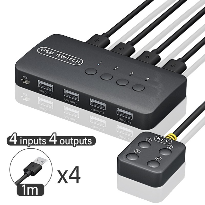 Công Tắc USB Chia Sẻ Bộ Điều Khiển Bộ Chuyển Đổi 4 Đầu Vào 4 Đầu Ra Cho Laptop Máy Tính Bàn Phím Chuột Màn Hình