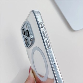 [Jlk] Dành Cho iPhone 15 Pro Max Gương Bạc Sang Trọng Khung Silicon Từ Tính Ốp Lưng Điện Thoại Cho iPhone 12 13 14 Plus Vỏ Bảo Vệ