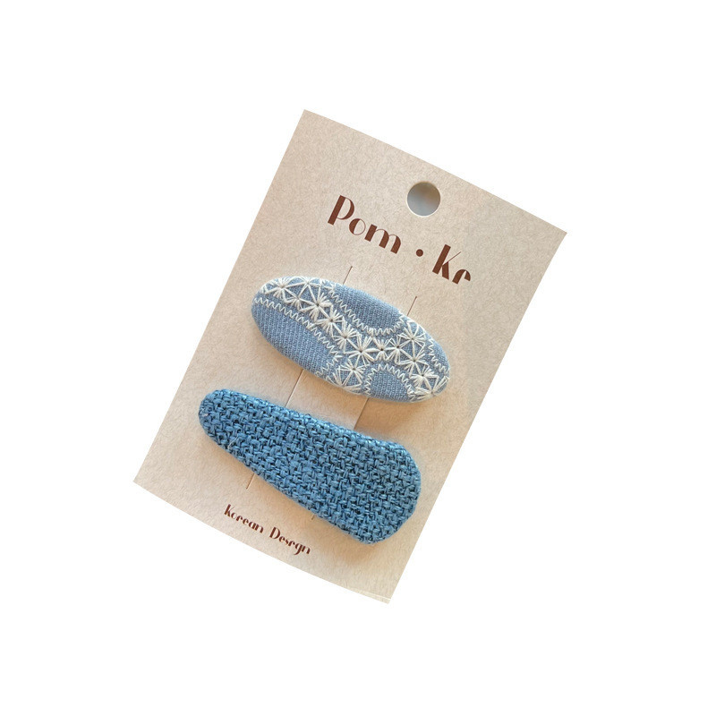 2 Cái / bộ Kẹp Tóc Denim Xanh Hàn Quốc Kẹp Tóc Trẻ Em BB Clip