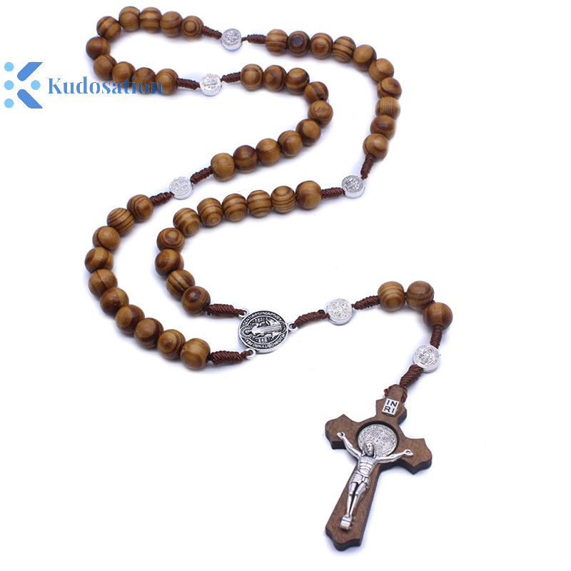 Kudosation Handmade Hạt Tròn Công Giáo Mân Côi Chất Lượng Hạt Vòng Cổ Mặt Dây Tôn Giáo