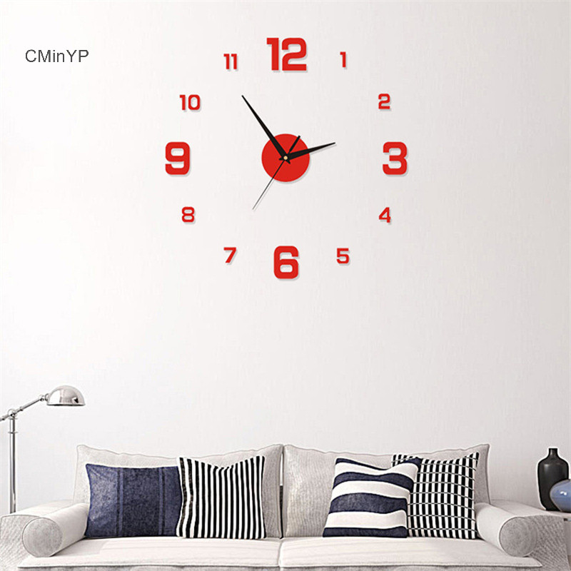 Cminyp DIY Đồng Hồ Treo Tường Cho Văn Phòng Gia Đình Không Khung Hiện Đại 3D Đồng Hồ Treo Tường Gương Dán Thiết Kế Phòng Khách Sạn Trang Trí Trường Học Vinh Quang