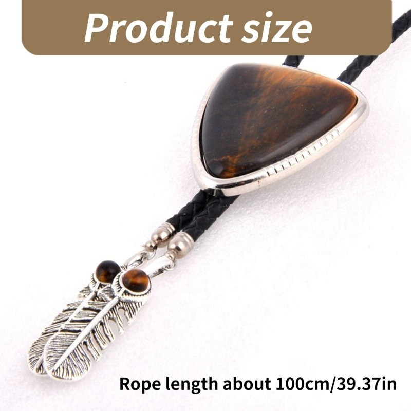 Dasbsug Nam Nữ Vintage Bolo Tie Tây Bò Tam Giác Đá Mặt Dây Chuyền Vòng Cổ