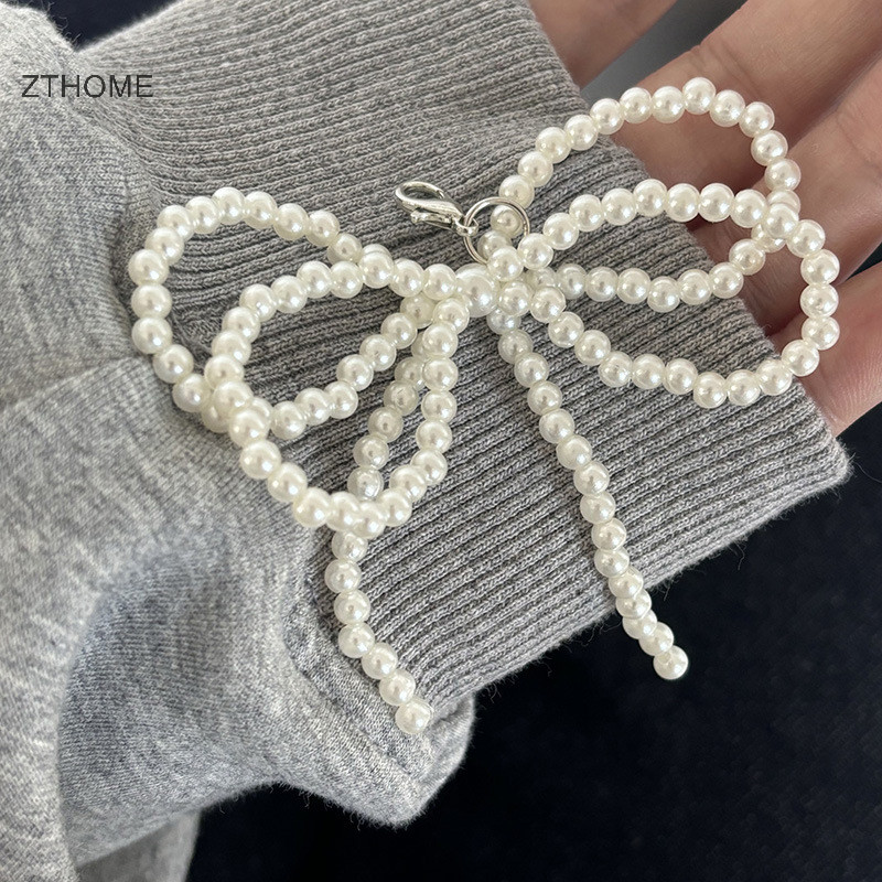 Zthome Handmade Ngọc Trai Hạt Nơ Quyến Rũ Khóa Giày Trang Trí Nơ Hình Túi Mặt Dây Chuyền Móc Khóa Phụ Kiện HOT