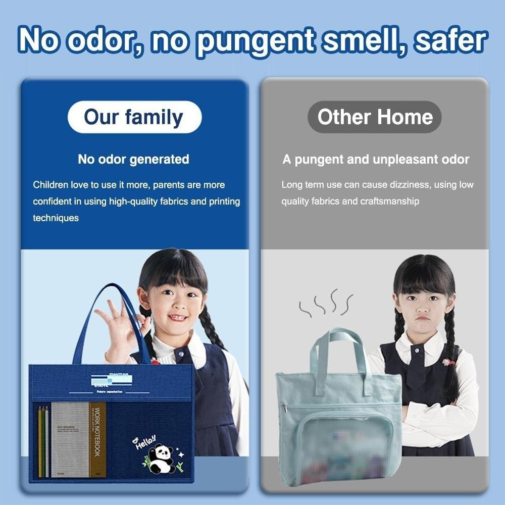 Túi đi học Tote TUYỆT VỜI, Túi dạy kèm dung lượng lớn di động, Túi đựng hồ sơ Panda A3 hoạt hình nhiều lớp sáng tạo dành cho học sinh
