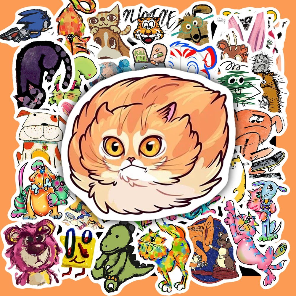 Set 50 Sticker Hoạt Hình Art Dễ Thương – Decal Trang Trí Đa Năng | Chống Nước