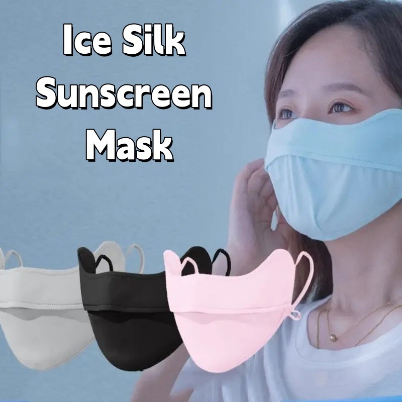 Thời trang mùa hè Bảo vệ tia cực tím Mặt nạ mở Ice Silk Tấm che nắng màu trơn Bảo vệ mắt Unisex