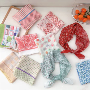 55 Vải Lanh Cotton Chấm Bi Khăn Vuông Nhỏ Phiên Bản Hàn Quốc Thời Trang Phù Hợp Với Thời Trang Xuân Thu Khăn Lụa