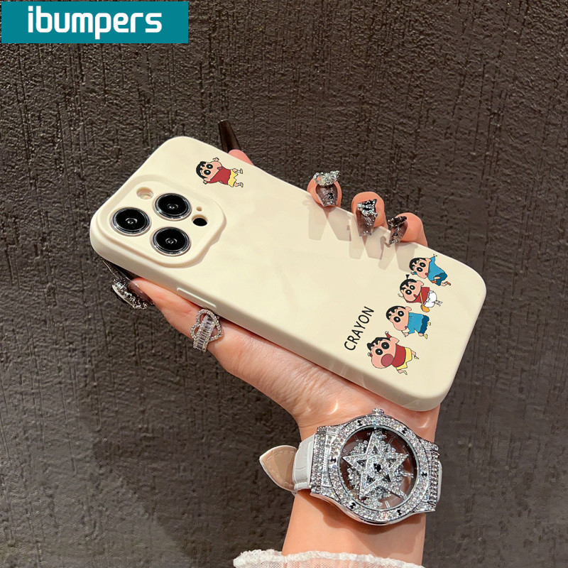 ibumpers Ốp Lưng IPhone Họa Tiết Crayon Shin-chan Dễ Thương Đơn Giản Cho IPhone 16 15 14 12 13 11 Pro Max IP 7 8 Plus X XS XR Ốp Điện Thoại Silicon Mềm Chống Sốc