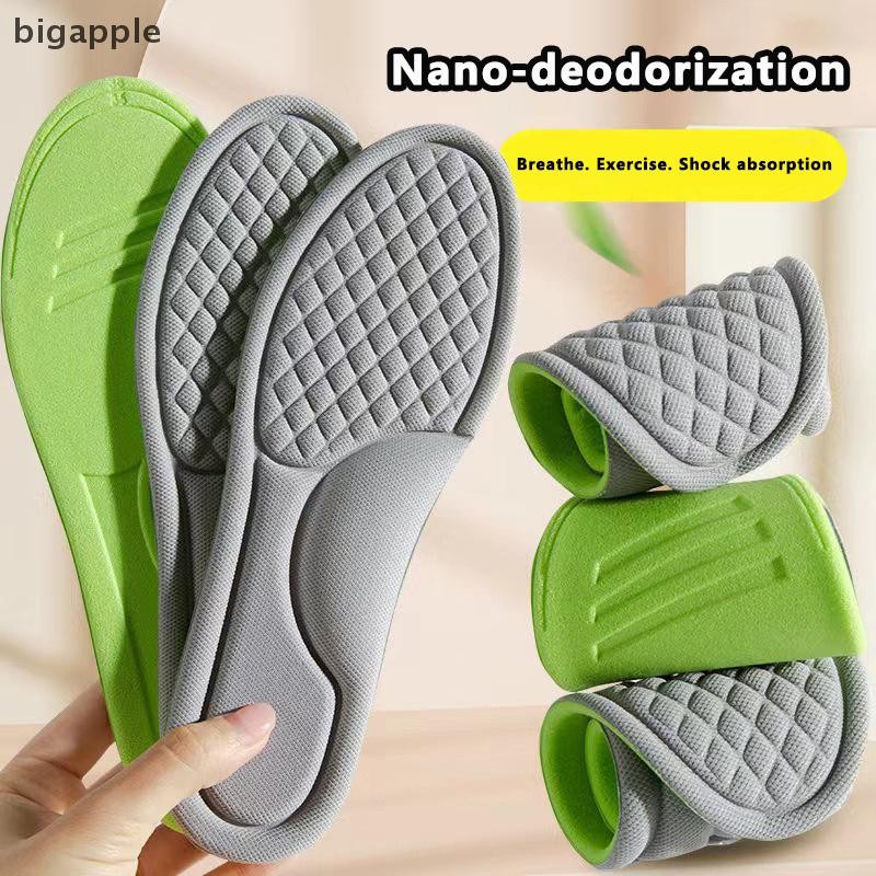Bigapple 2 Chiếc Memory Foam Đế Unisex Mềm Mồ Hôi Đế Giày Chèn Đế Lót Nam Nữ Chỉnh Hình Thể Thao Đệm RDG