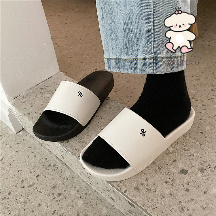 Xixitiao Dép xỏ ngón Dép ngoài trời 100% Nam Nữ Mùa hè Phong cách Hồng Kông Sinh viên Mặc ngoài độc đáo Thời trang Thường ngày Thoải mái