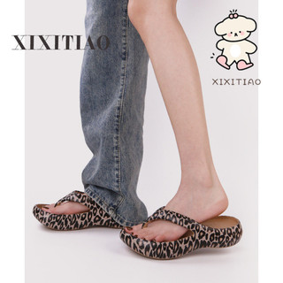 Xixitiao Châu Âu Phong Cách Mỹ Thời Trang Ngoài Trời Flip-Flops Mùa Hè Mềm Đế Dày Thoải Mái Da Báo In Dép