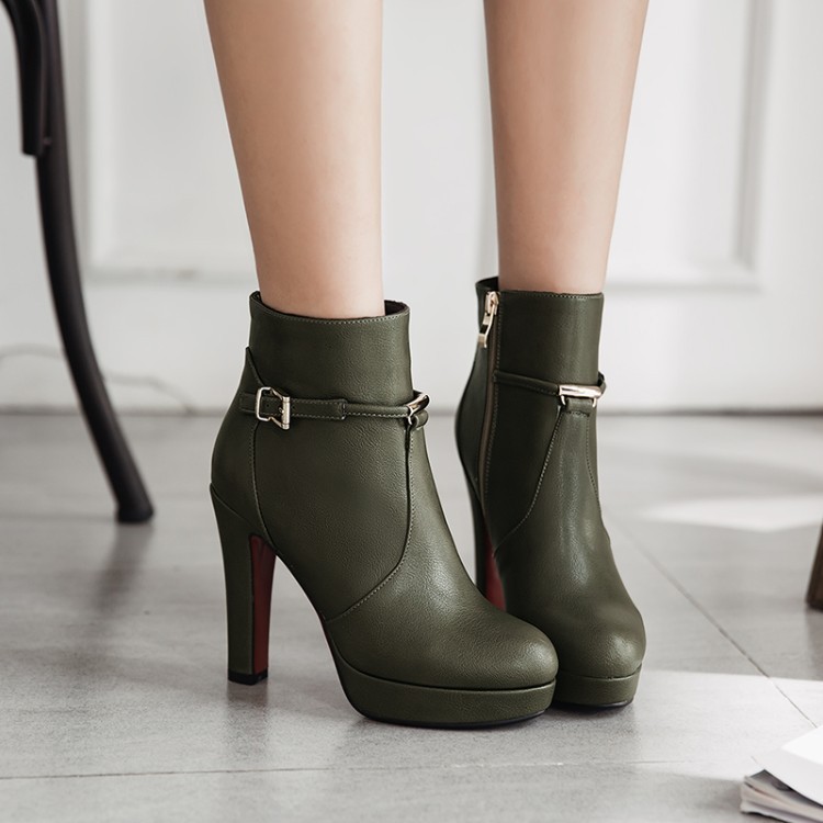 Giày cao gót mùa thu đông cỡ lớn 34-46, bốt ngắn nữ, gót chunky, sexy, đa năng, bốt đi hộp đêm, bốt Martin nữ, giày đi làm thời trang cho nữ