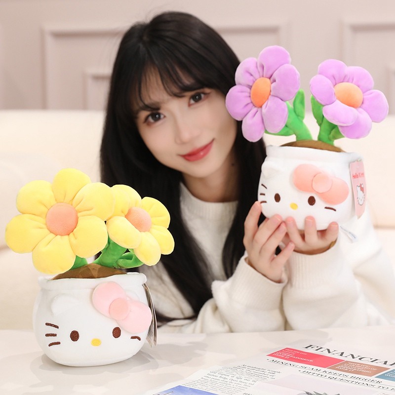 Sanrio Hello Kitty Hoa Sang Trọng Đồ Chơi Dễ Thương Chậu Hoa Sang Trọng Búp Bê Sáng Tạo Nhiều Màu Sắc Kitty Hoa Đồ Chơi Nhồi Bông Trang Trí Nhà Máy Tính Để Bàn Bé Gái Quà Tặng Sinh Nhật Đổi Quà Tặng Quà Tặng