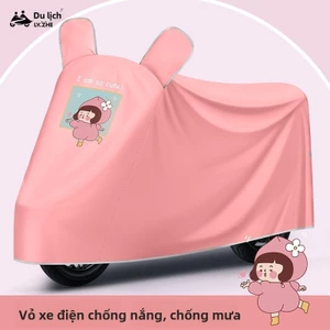 Cao cấp Bạt Phủ Xe Máy（Hình ảnh dễ thương），Bạt Che Xe Máy điện Bảo vệ khỏi mưa và nắng — Tặng túi cùng loại