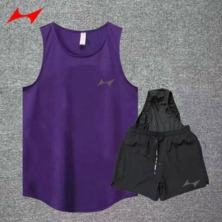 Hells Sports Waistcoat Suit Marathon Men's and Women's Track and Field Competition Training Running Quick-Drying Vest Shorts Set MjAC