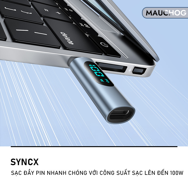 Đầu Chuyển Đổi Dây Cáp Sạc Type C Sang C 100W Type C Sang L 27W Màn Hình Led Siêu Nhỏ Gọn Tiện Lợi