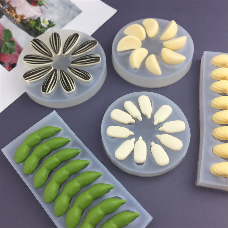 Mô Phỏng Đậu Phộng Dưa Hạt Tỏi Đinh Hương Làm Mô Hình Khuôn Silicon Sô Cô La Món Tráng Miệng Pudding Trung Quốc Thạch Trắng Khuôn Thơm Thạch Cao Khuôn DIY Khuôn Nướng Bánh