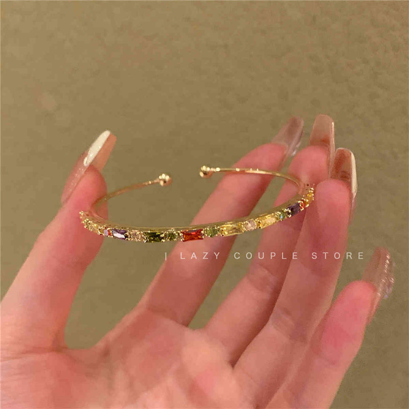 Xếp chồng lên nhau, bầu không khí thời trang, vòng tay màu dopamine Zircon, thiết kế Nữ, Vòng Tay Tinh tế, vòng tay, trang sức QMVD
